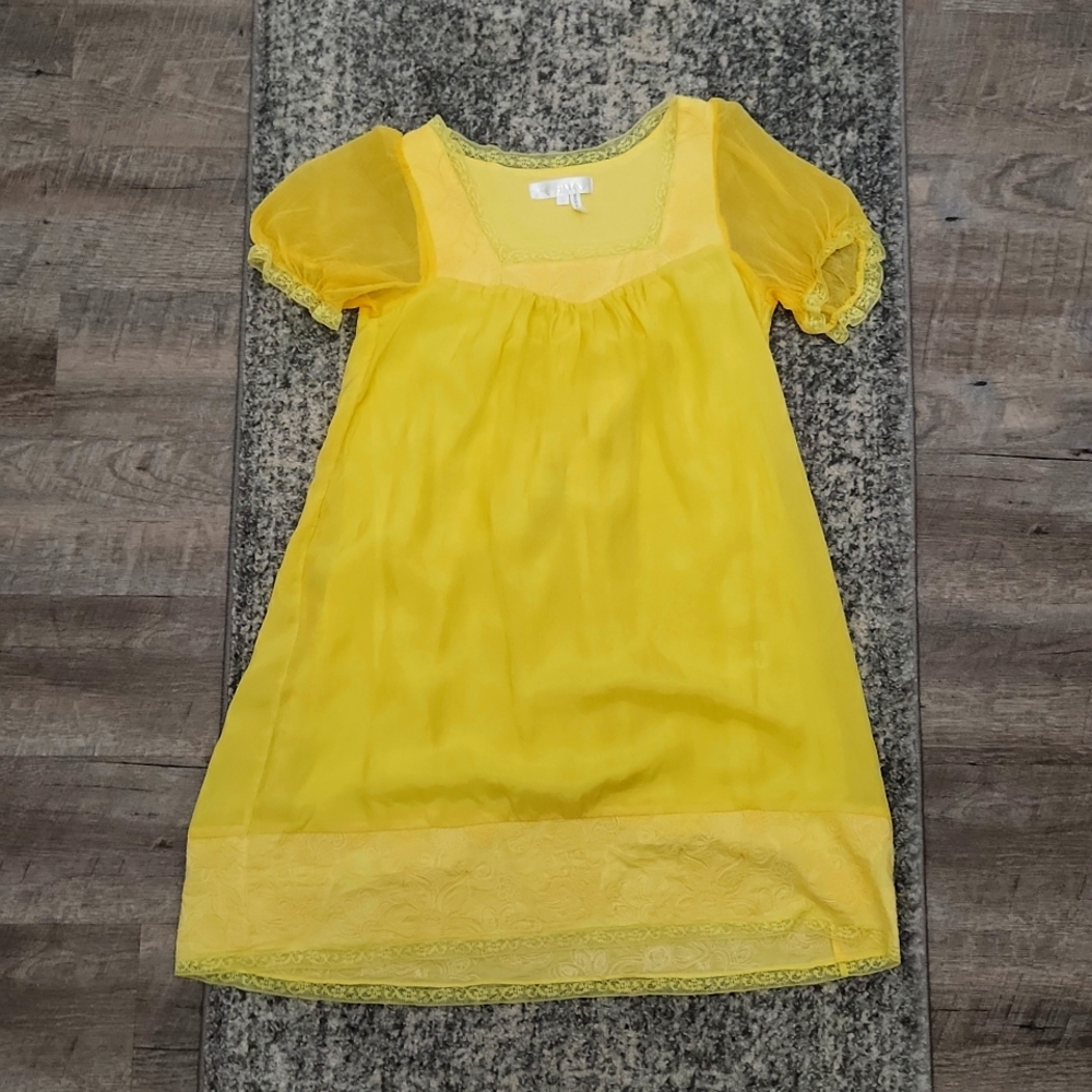 Yellow Satin and Lace Dress